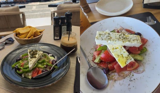 Cât plătesc românii pentru o salată grecească, o porție de cartofi prăjiți și o cafea în Grecia, în cel mai cunoscut și vizitat sat din Santorini
