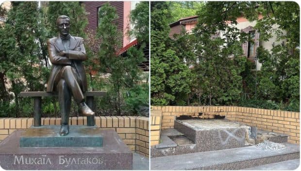 Autoritățile din Kiev au demontat statuia lui Mihail Bulgakov, considerat un simbol al imperialismului rus