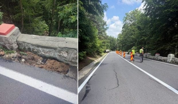 Pe drumul dintre Brașov și Poiana Brașov se circulă alternativ pe o singură bandă după ce zidul de sprijin al drumului s-a surpat