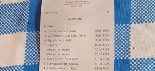Un turist a făcut public bonul de la o tavernă din Năvodari. Prețurile au aprins internetul: „Nici în Duomo din Milano apa nu costă atât”