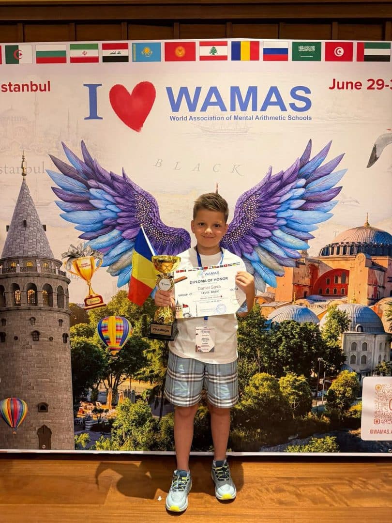 La doar 9 ani, a uimit o lume întreagă. Elevul din Focșani care a devenit campion mondial la aritmetică mentală