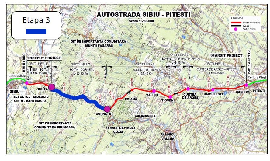 Al treilea tunel de pe secțiunea Boița – Cornetu a Autostrăzii Sibiu – Pitești a intrat în lucru