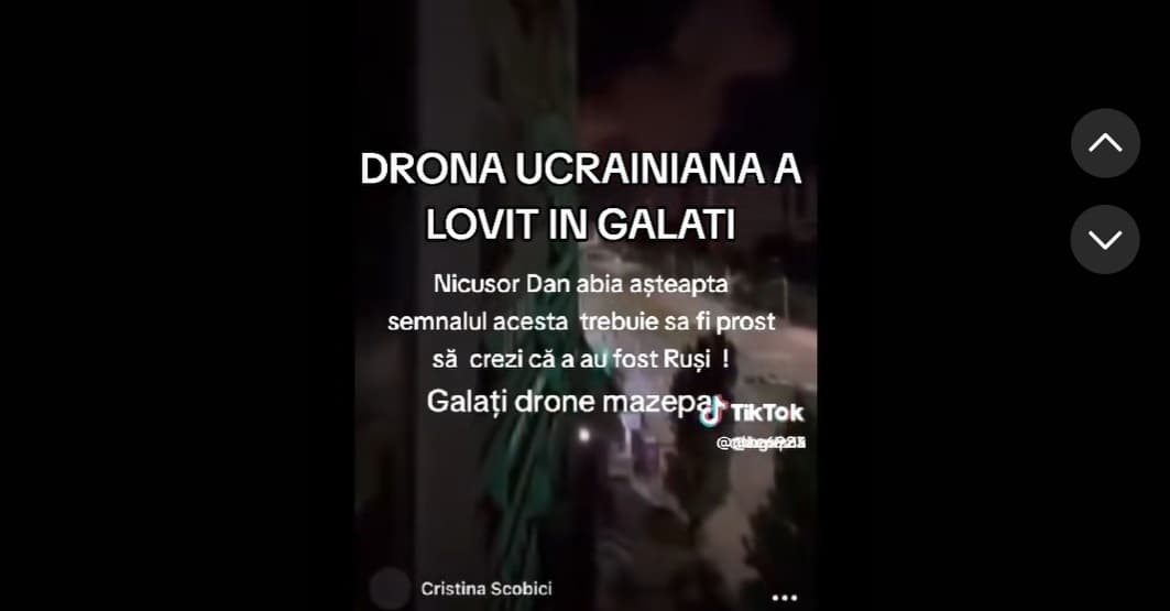 Fake-uri și narațiuni pro-ruse inundă rețele de socializare după ce o dronă rusească a explodat în Galați: ”Drona era ucraineană”, ”România e în război”, ”Nicușor aștepta semnalul”