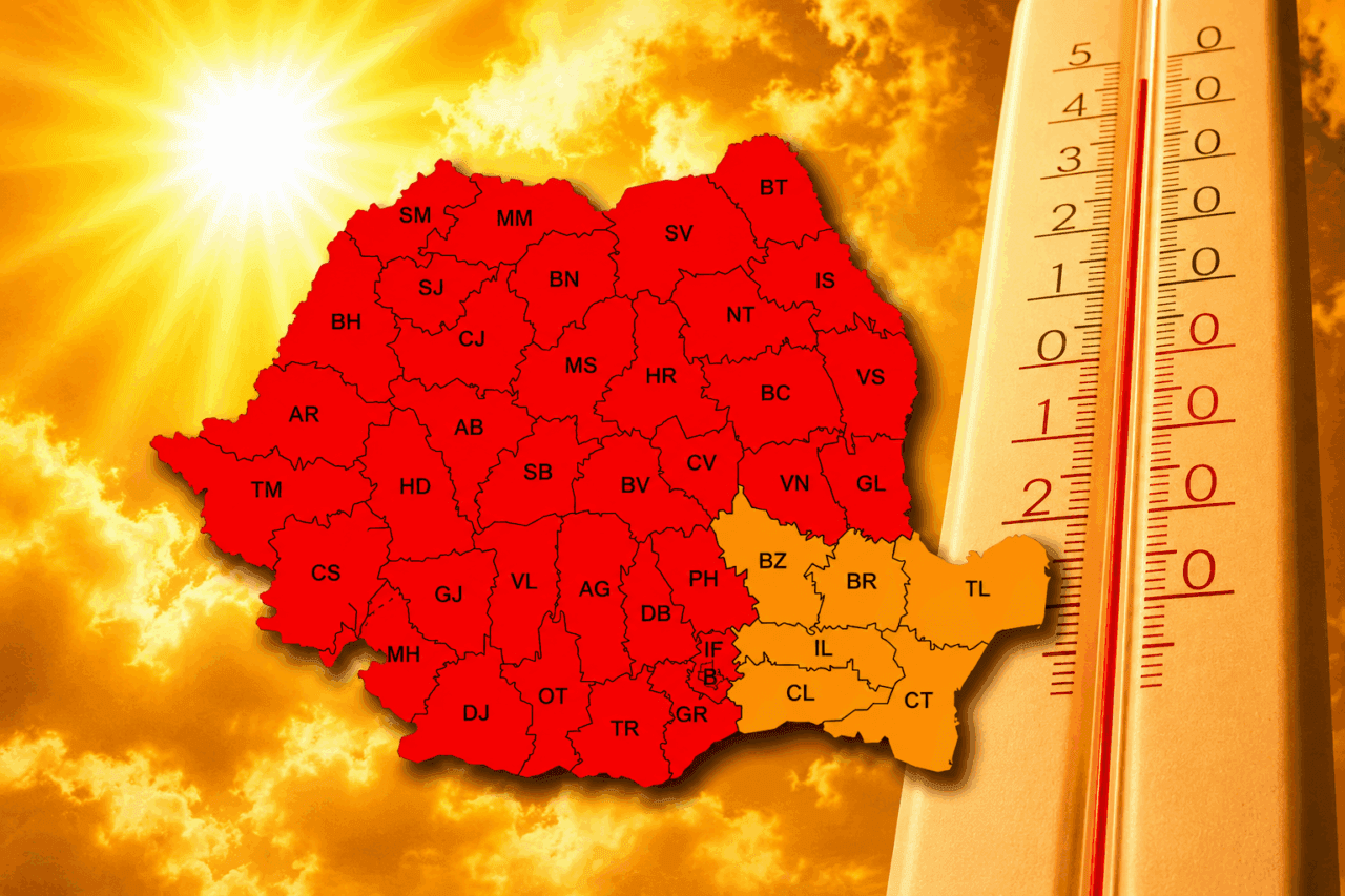 Cod roșu de caniculă în aproape toată România. Temperaturile vor ajunge și la 41 de grade Celsius